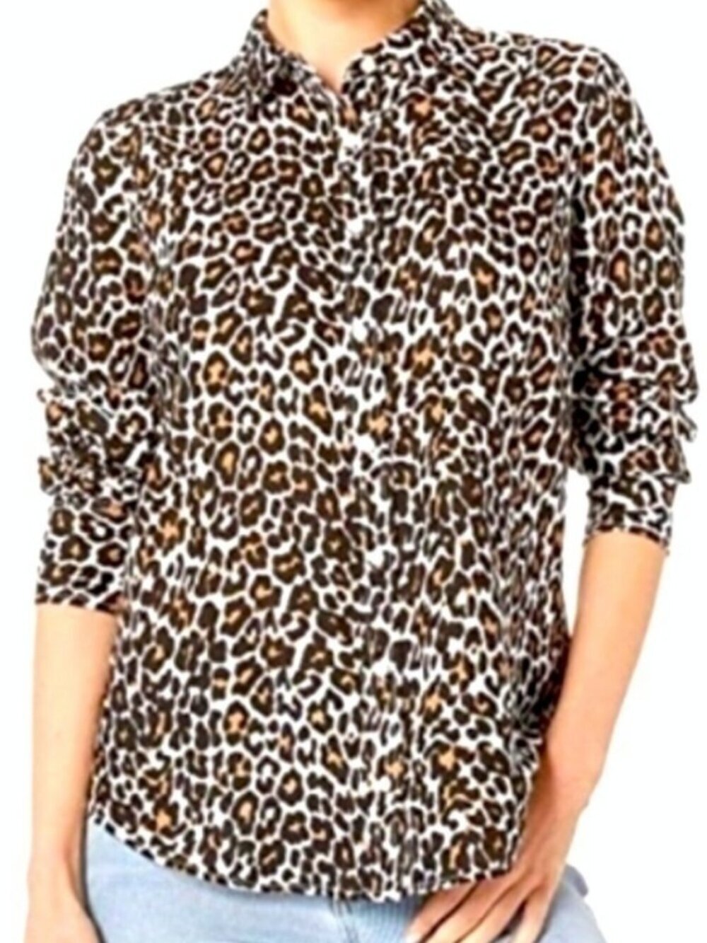 J Crew leopard print blouse XS cotton stretch